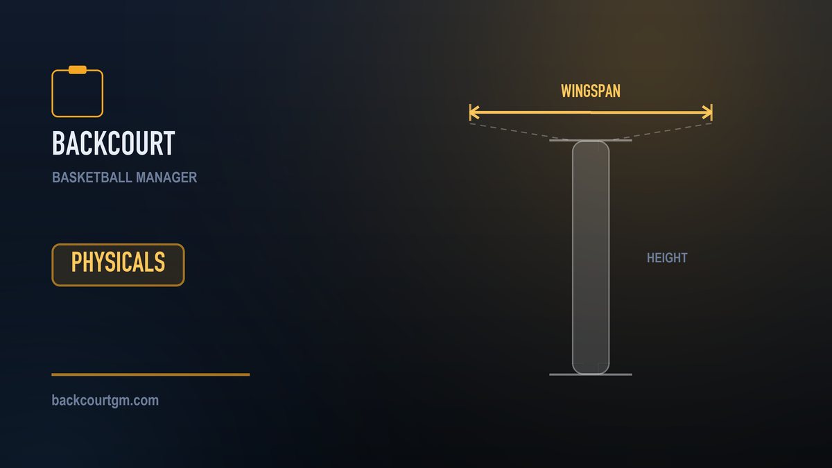 A player's height drawn as a bar with the wider span of his wingspan measured above it